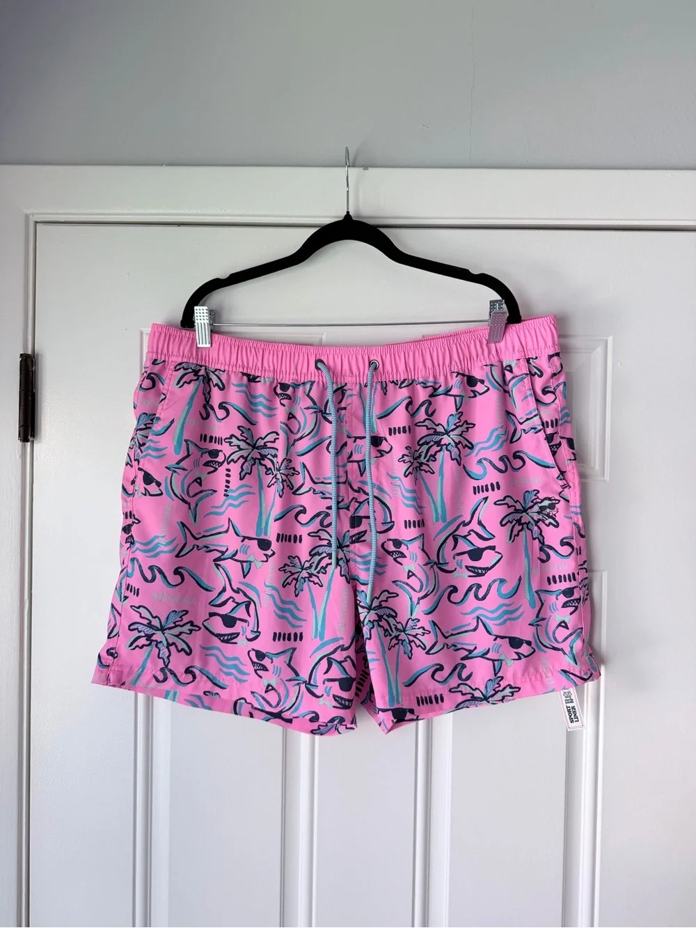 Party Pants size xxl Sharky Swim Shorts pink and Blue Sharks